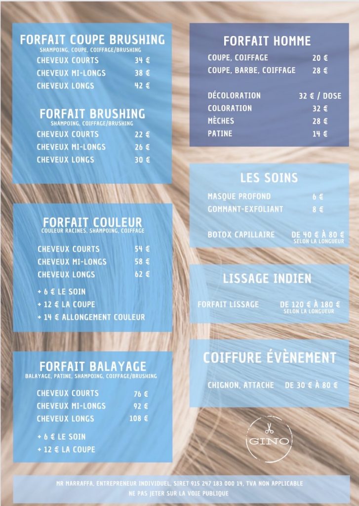 Gino coiffeur découvrez mes tarifs
